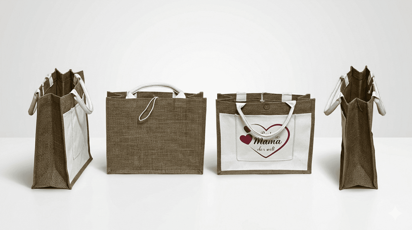 Jute Bag with Cotton Panel